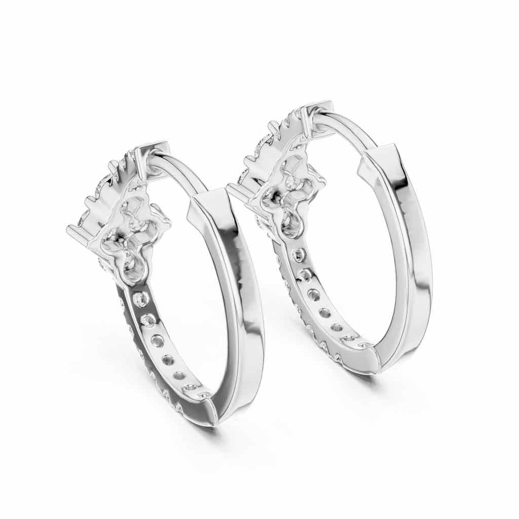 Floral Diamond Hoop Earrings with Lab-Grown Diamonds