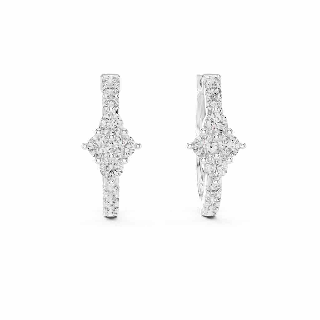 Floral Diamond Hoop Earrings with Lab-Grown Diamonds