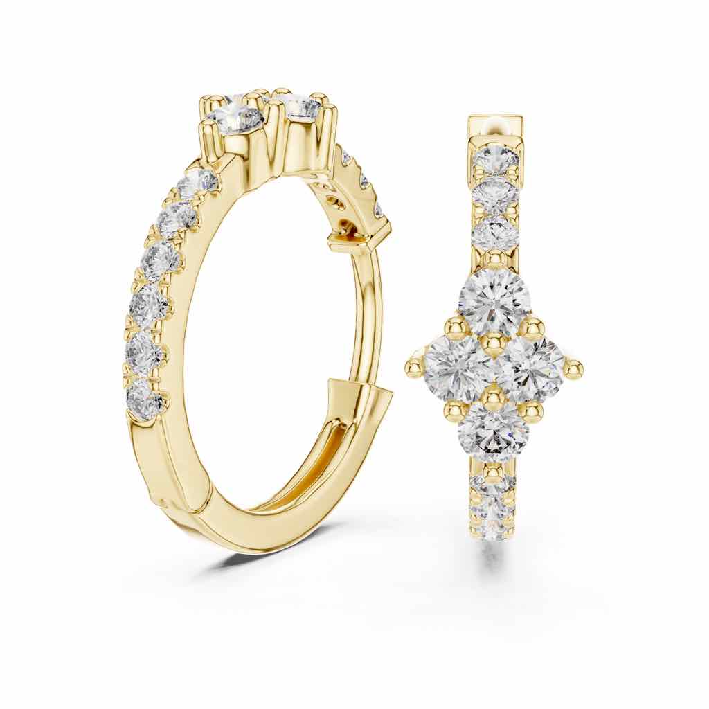 Floral Diamond Hoop Earrings with Lab-Grown Diamonds