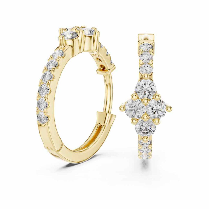 Floral Diamond Hoop Earrings with Lab-Grown Diamonds