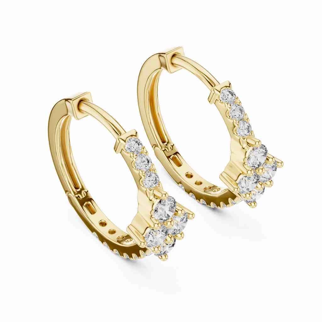 Floral Diamond Hoop Earrings with Lab-Grown Diamonds