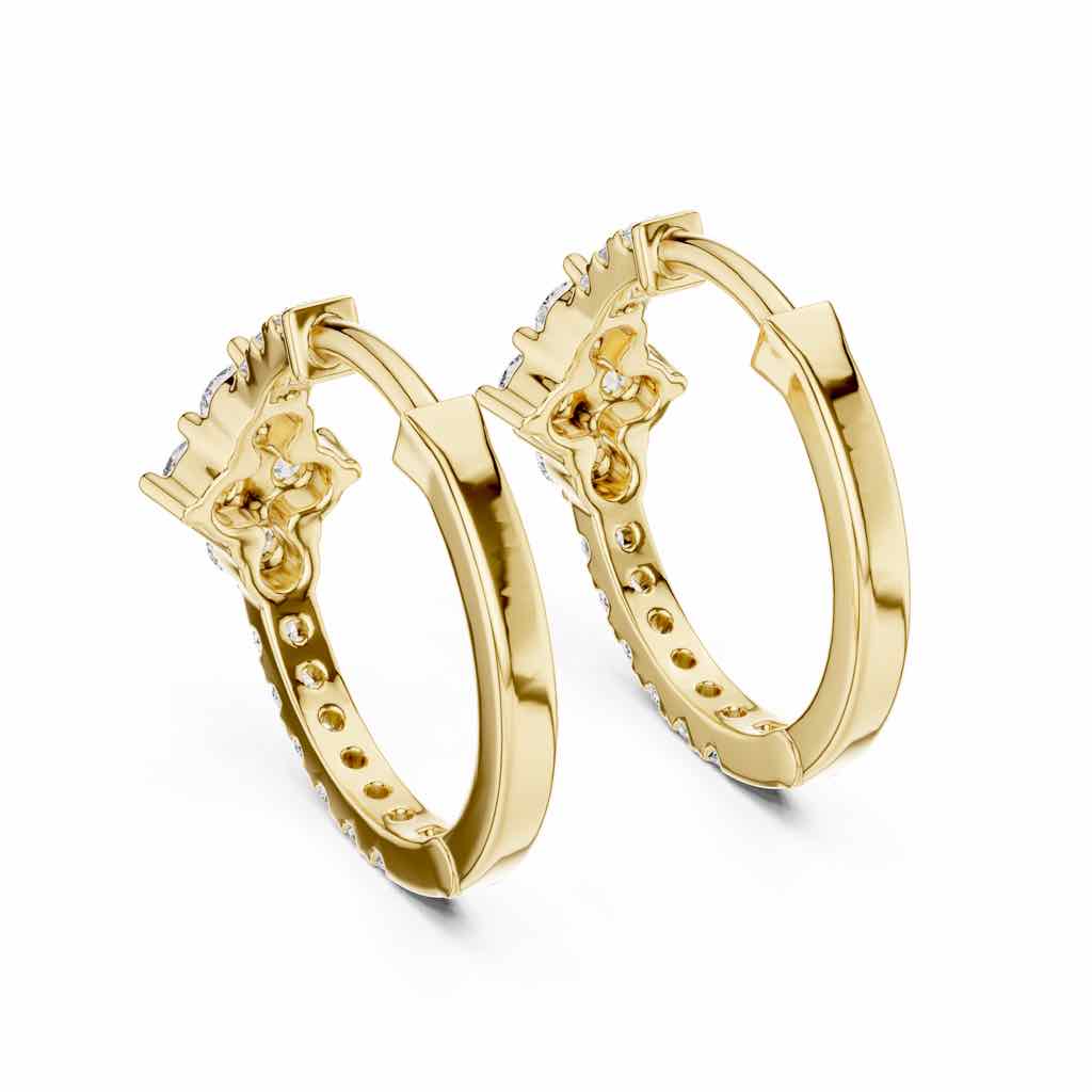 Floral Diamond Hoop Earrings with Lab-Grown Diamonds