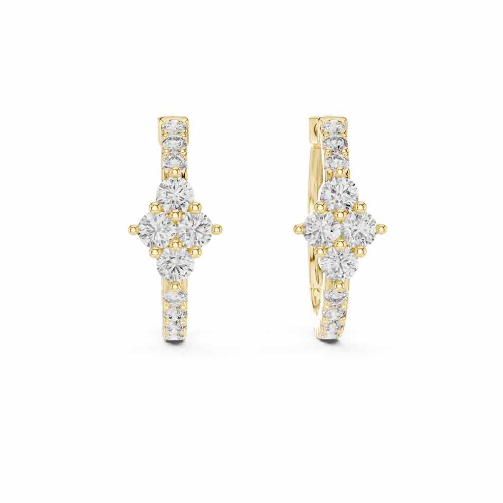 Floral Diamond Hoop Earrings with Lab-Grown Diamonds
