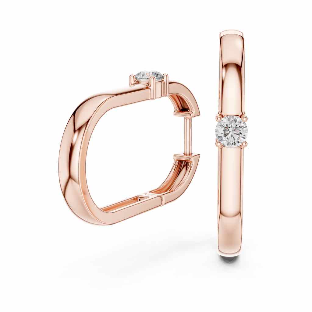 Angular Solitaire Diamond Hoops with Lab-Grown Diamonds