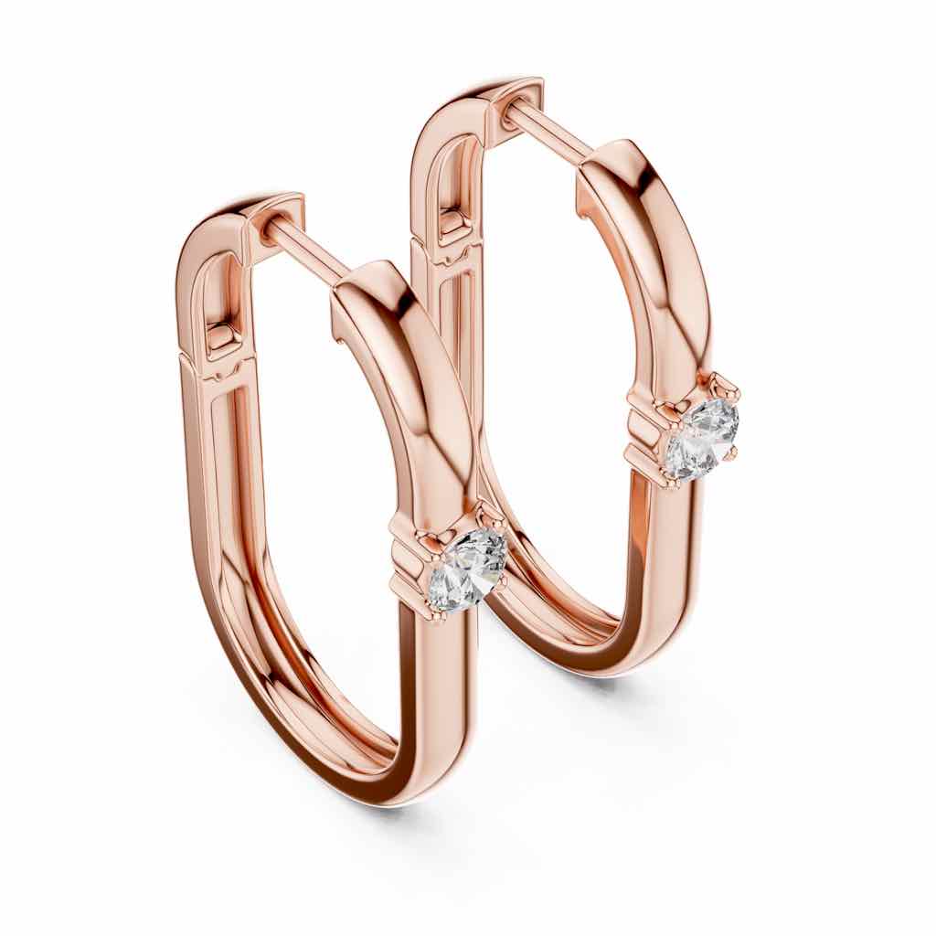 Angular Solitaire Diamond Hoops with Lab-Grown Diamonds