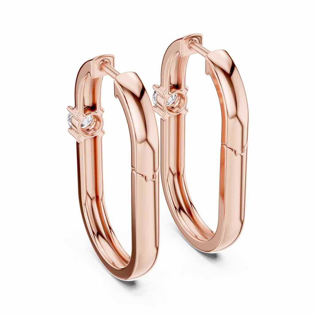 Angular Solitaire Diamond Hoops with Lab-Grown Diamonds