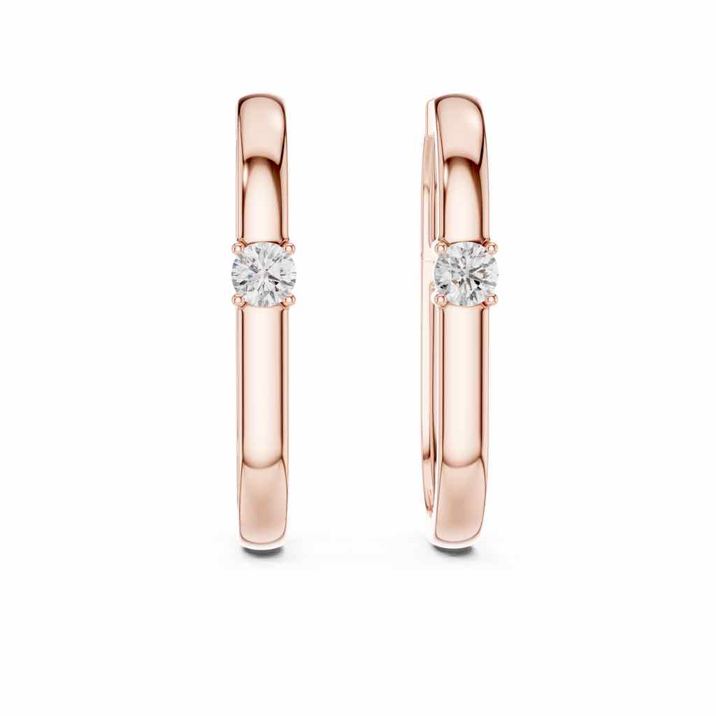 Angular Solitaire Diamond Hoops with Lab-Grown Diamonds