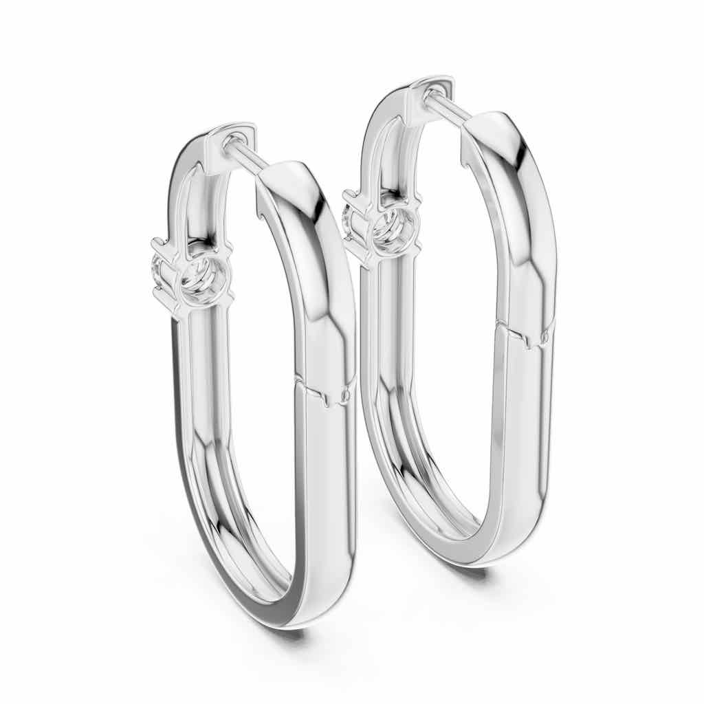 Angular Solitaire Diamond Hoops with Lab-Grown Diamonds