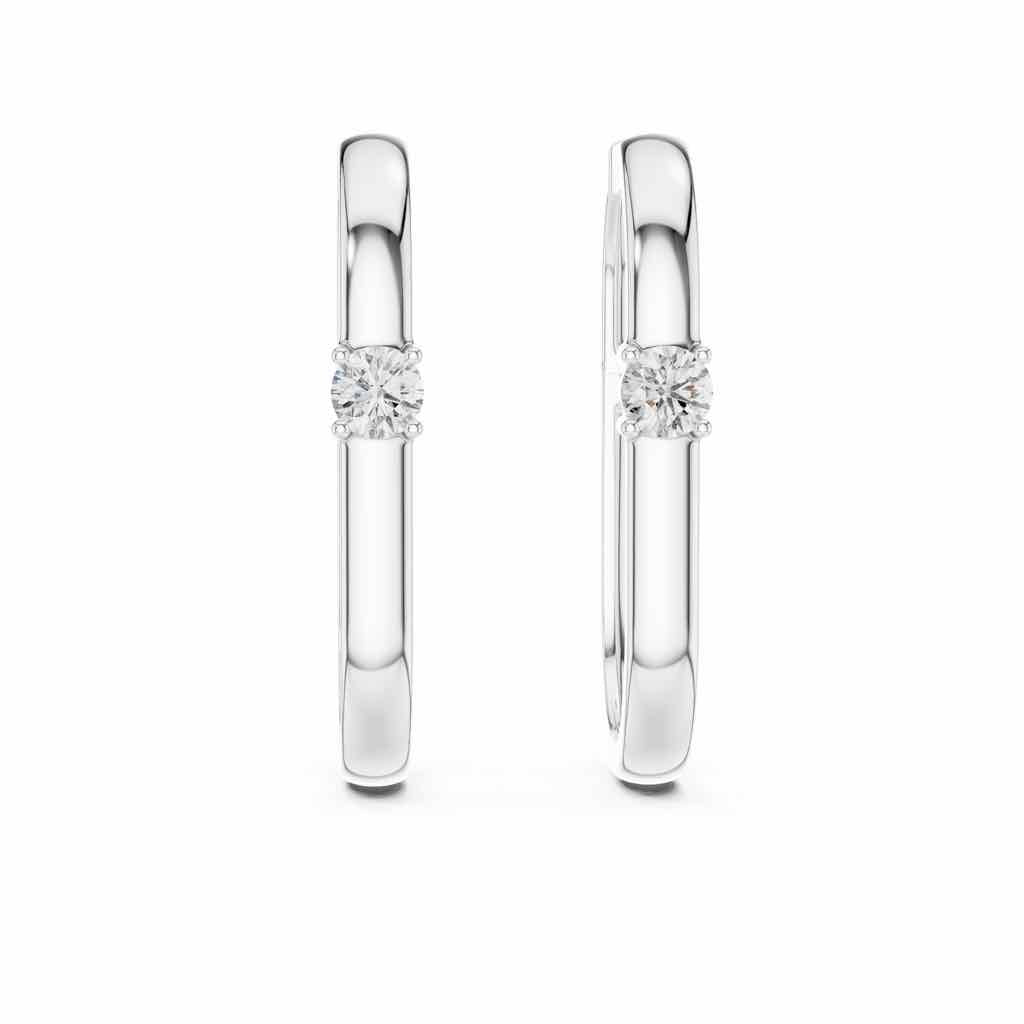 Angular Solitaire Diamond Hoops with Lab-Grown Diamonds