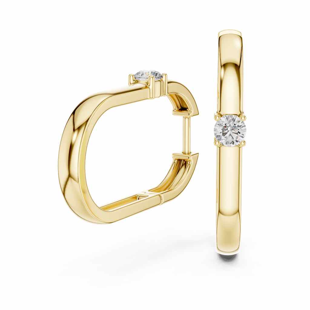 Angular Solitaire Diamond Hoops with Lab-Grown Diamonds