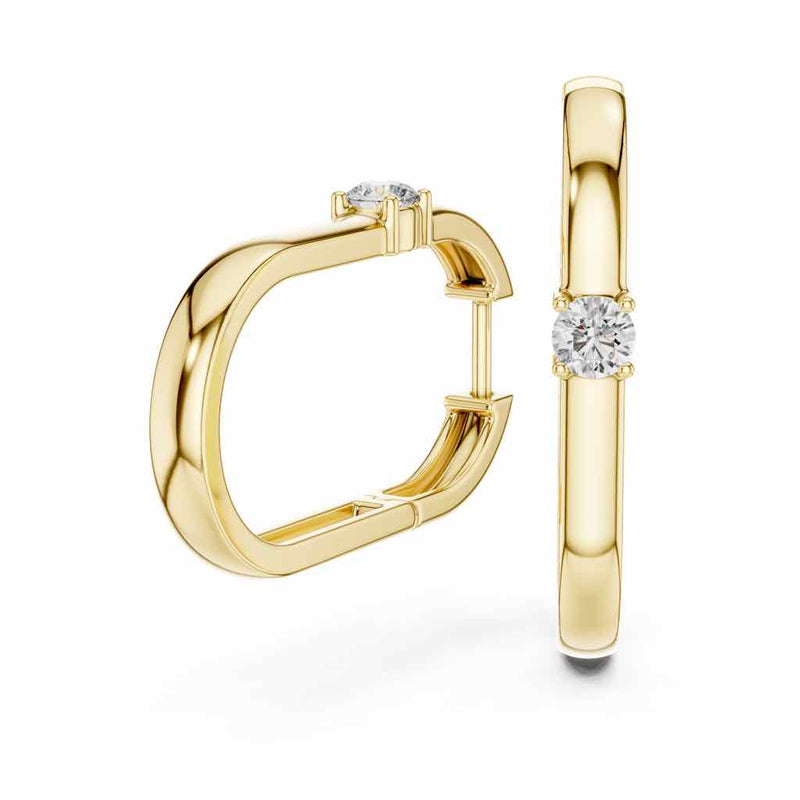 Angular Solitaire Diamond Hoops with Lab-Grown Diamonds