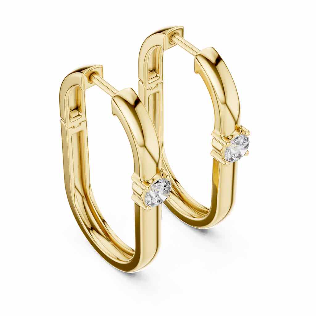 Angular Solitaire Diamond Hoops with Lab-Grown Diamonds