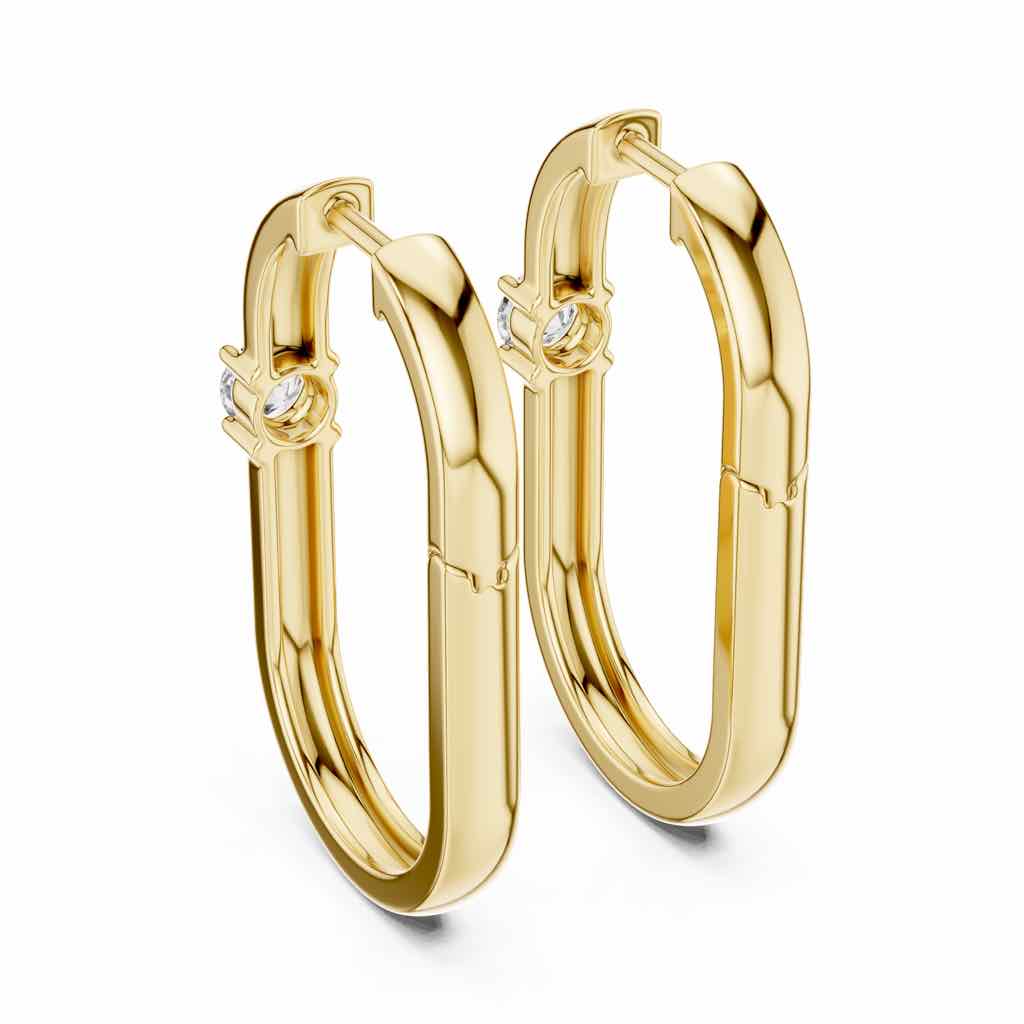 Angular Solitaire Diamond Hoops with Lab-Grown Diamonds
