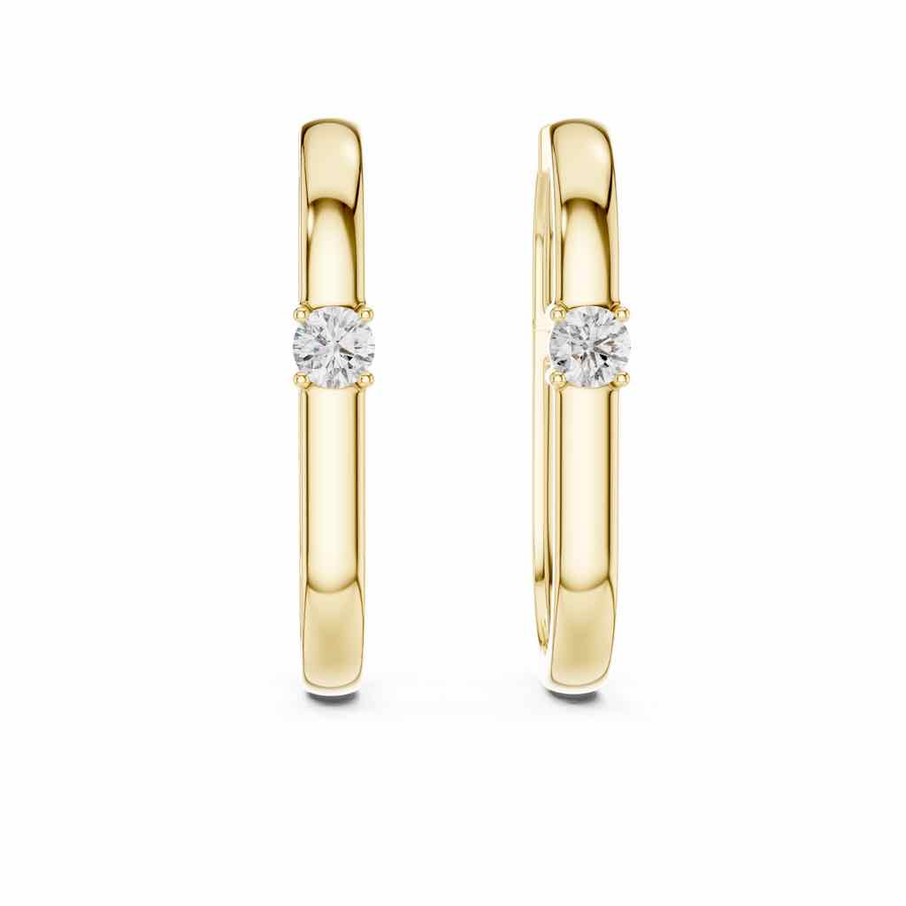Angular Solitaire Diamond Hoops with Lab-Grown Diamonds