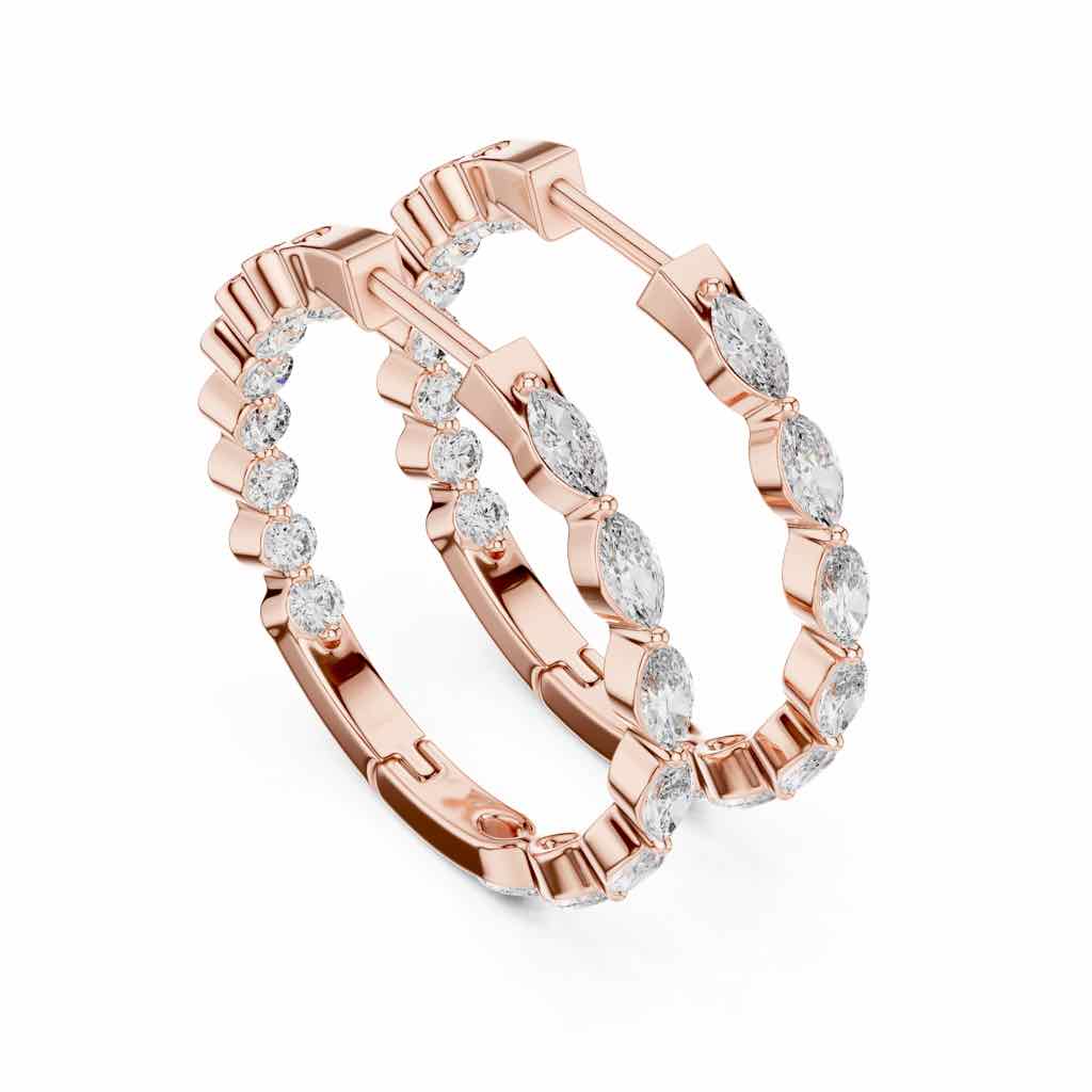 Marquise & Round Diamond Statement Hoops with Lab-Grown Diamonds