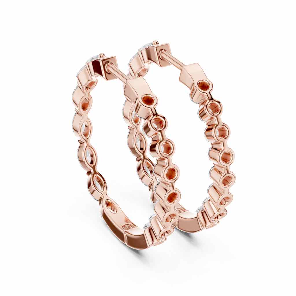 Marquise & Round Diamond Statement Hoops with Lab-Grown Diamonds
