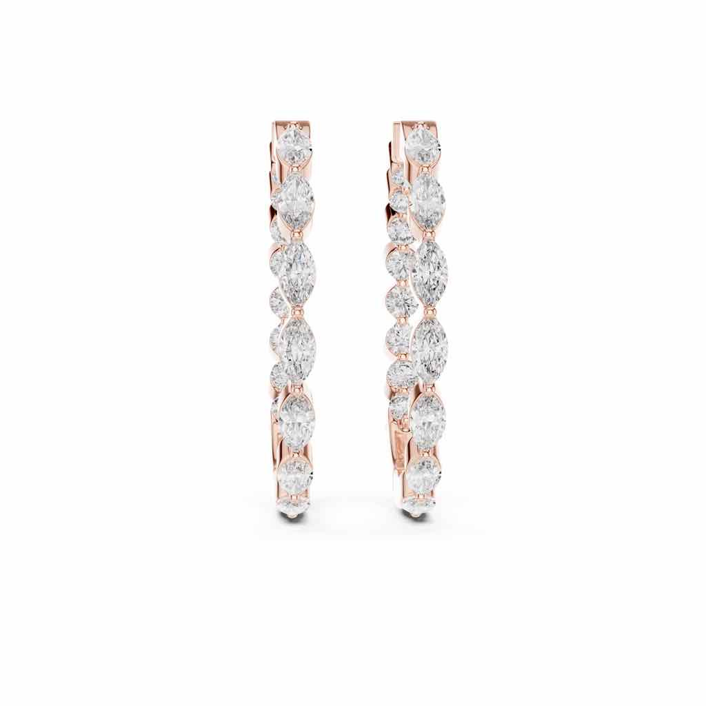 Marquise & Round Diamond Statement Hoops with Lab-Grown Diamonds