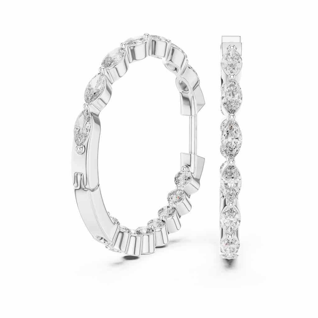 Marquise & Round Diamond Statement Hoops with Lab-Grown Diamonds