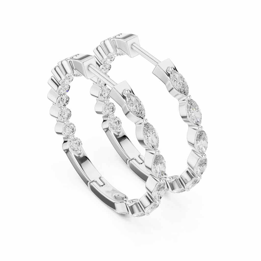 Marquise & Round Diamond Statement Hoops with Lab-Grown Diamonds