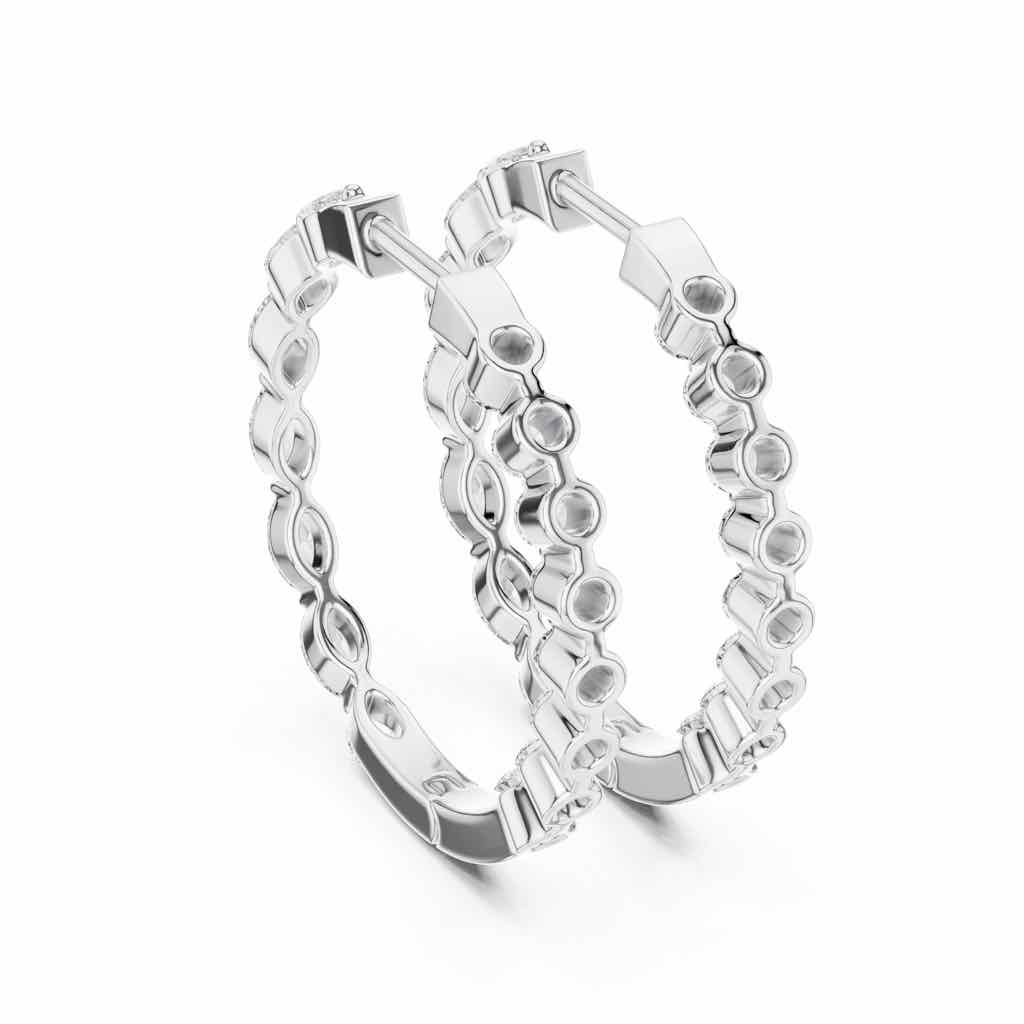 Marquise & Round Diamond Statement Hoops with Lab-Grown Diamonds