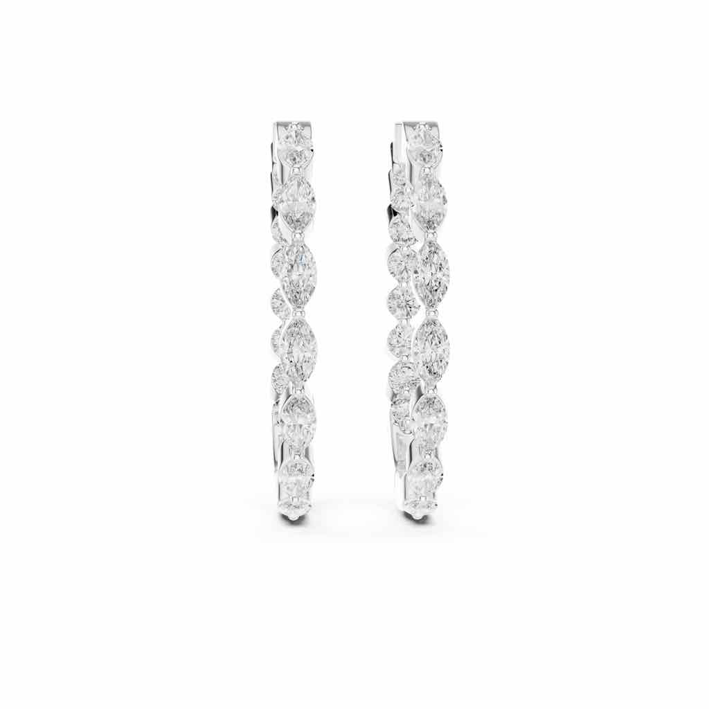 Marquise & Round Diamond Statement Hoops with Lab-Grown Diamonds