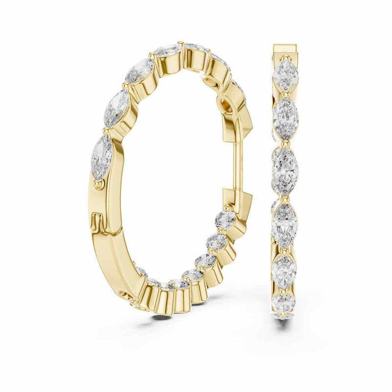 Marquise & Round Diamond Statement Hoops with Lab-Grown Diamonds