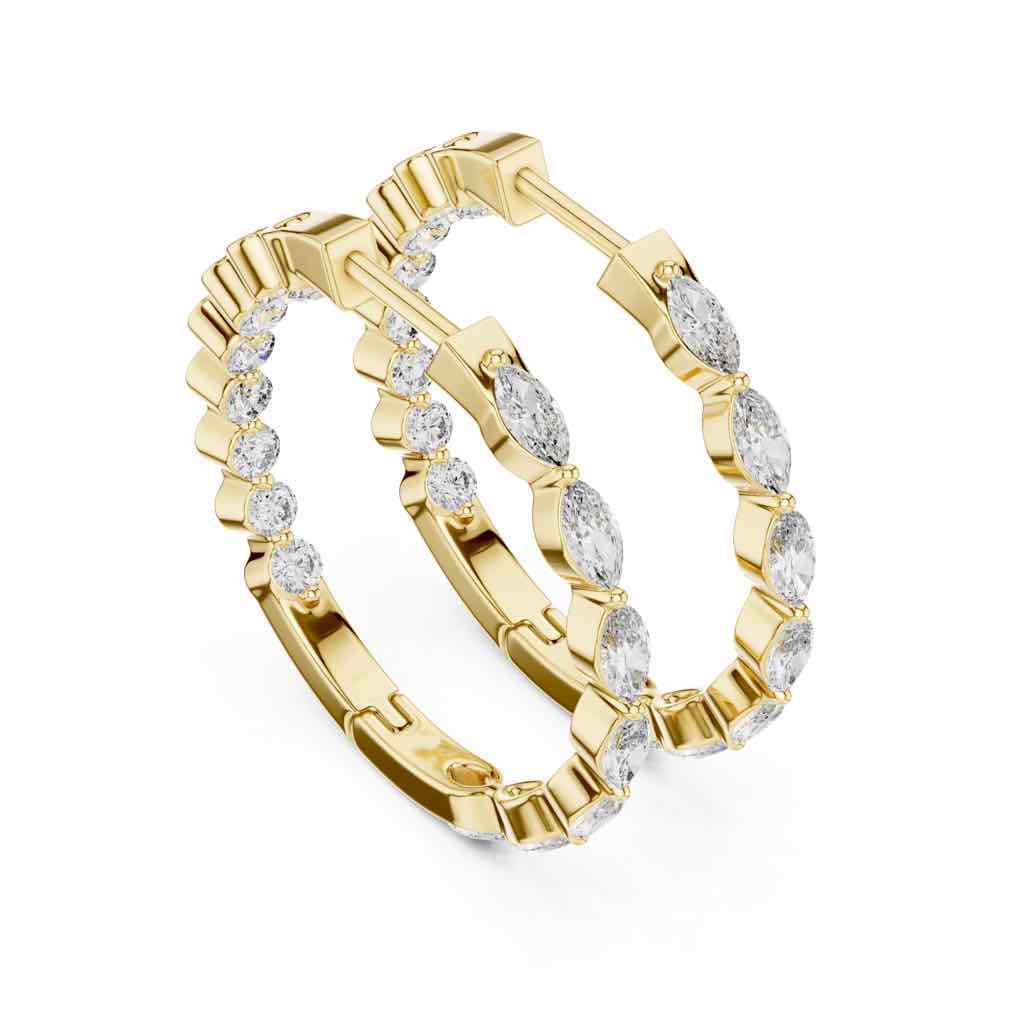Marquise & Round Diamond Statement Hoops with Lab-Grown Diamonds