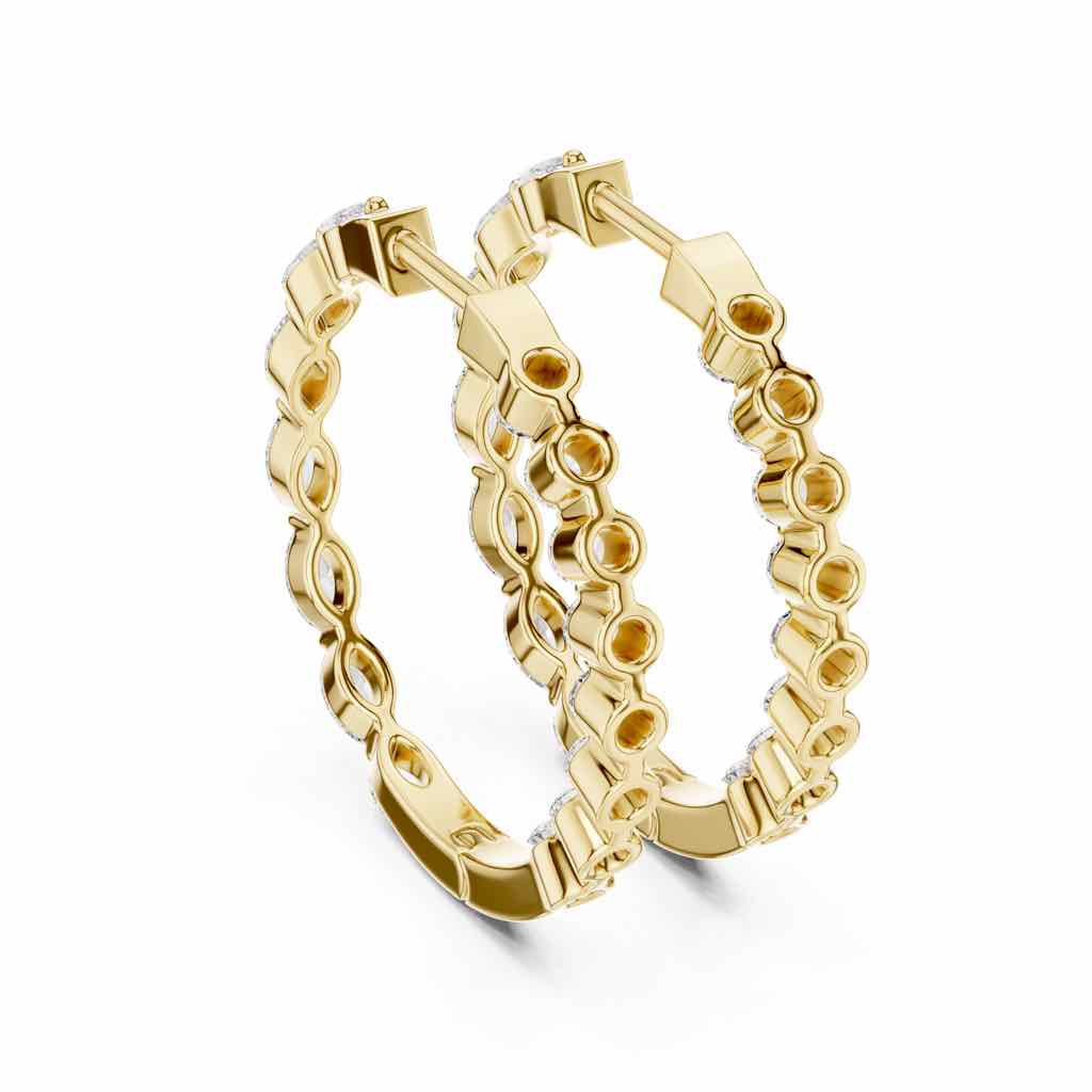 Marquise & Round Diamond Statement Hoops with Lab-Grown Diamonds