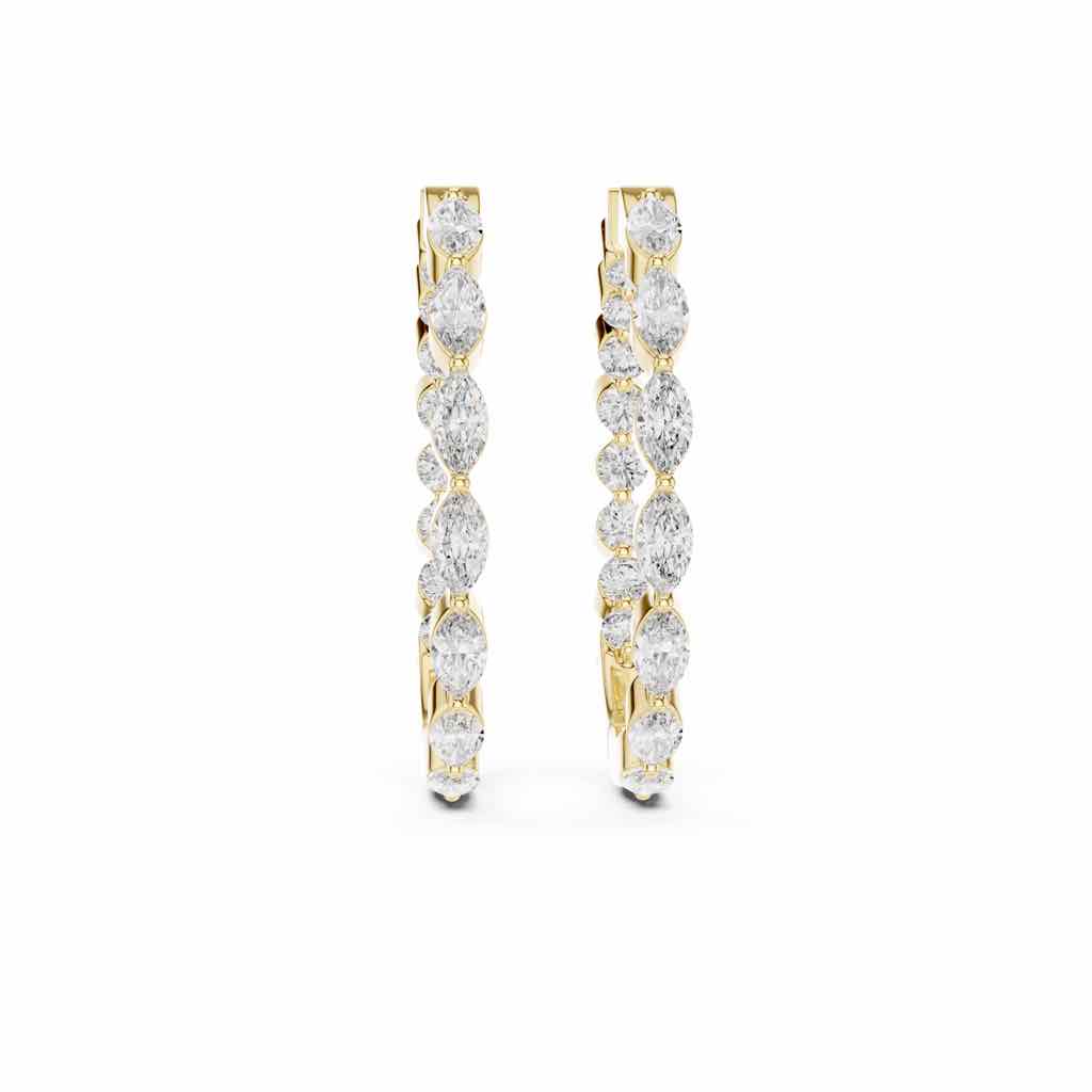 Marquise & Round Diamond Statement Hoops with Lab-Grown Diamonds