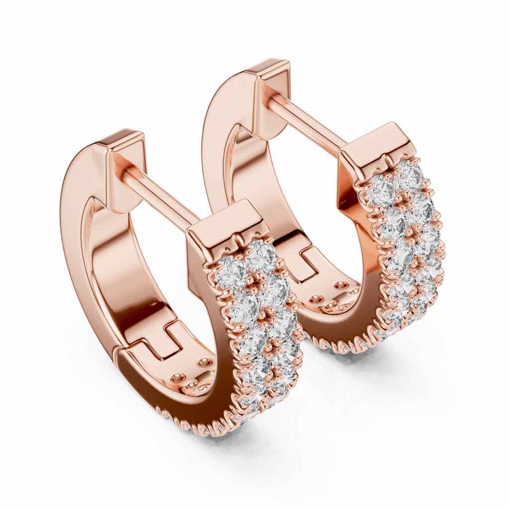 Triple-Row Diamond Huggie Hoops with Lab-Grown Diamonds