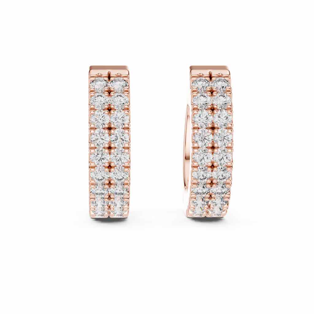 Triple-Row Diamond Huggie Hoops with Lab-Grown Diamonds