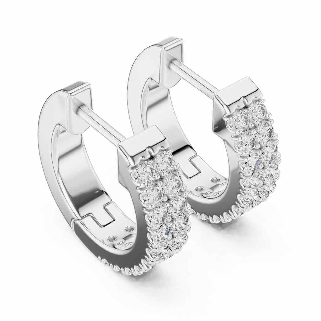 Triple-Row Diamond Huggie Hoops with Lab-Grown Diamonds