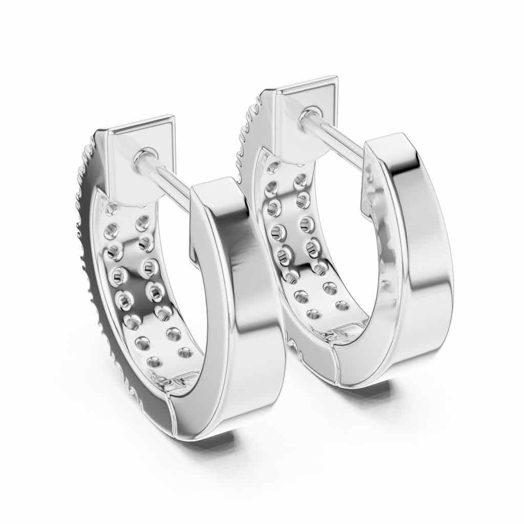 Triple-Row Diamond Huggie Hoops with Lab-Grown Diamonds