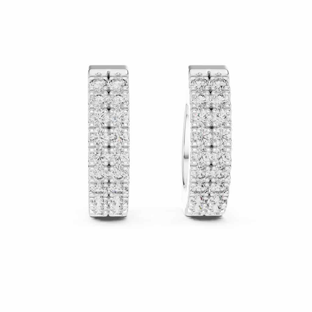 Triple-Row Diamond Huggie Hoops with Lab-Grown Diamonds