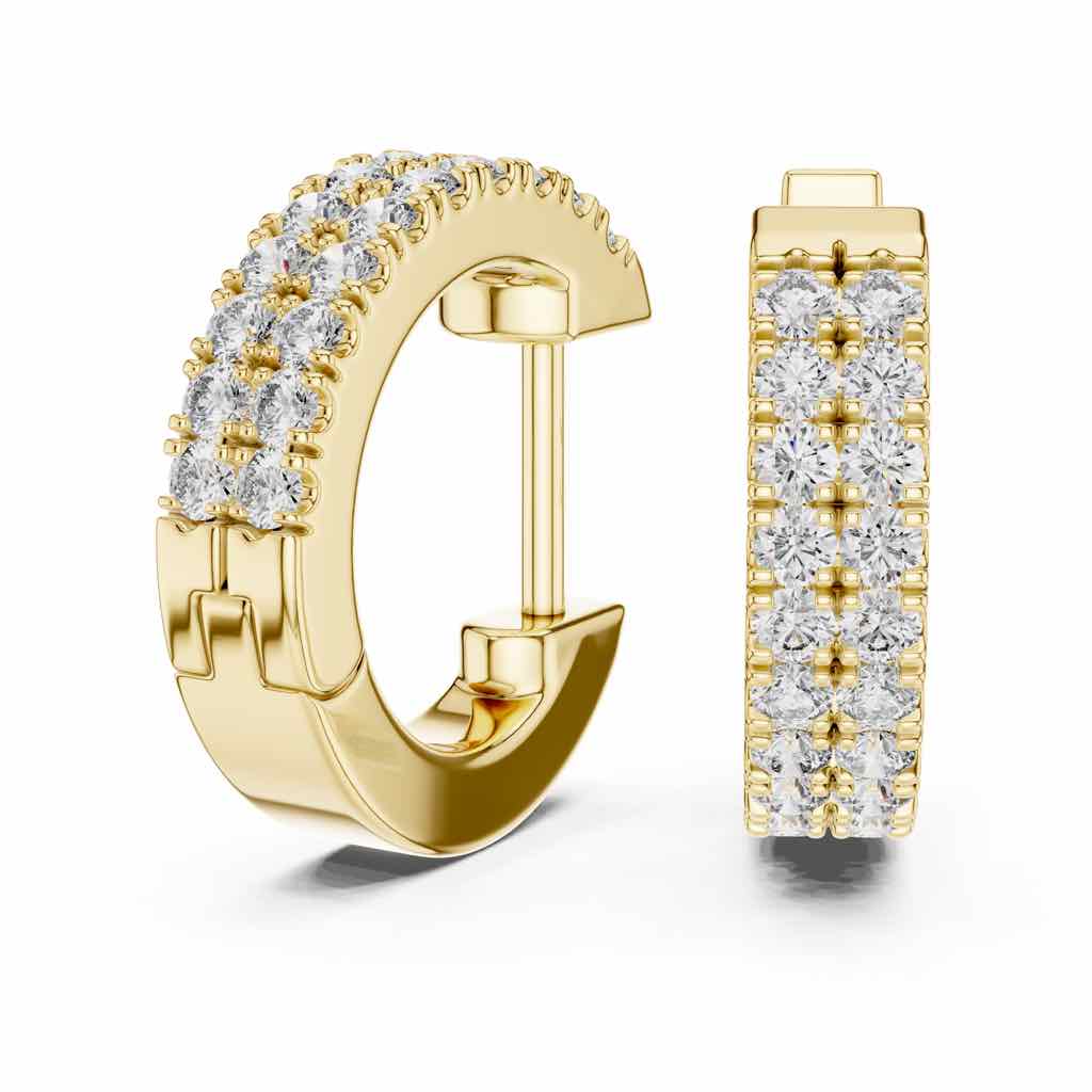 Triple-Row Diamond Huggie Hoops with Lab-Grown Diamonds