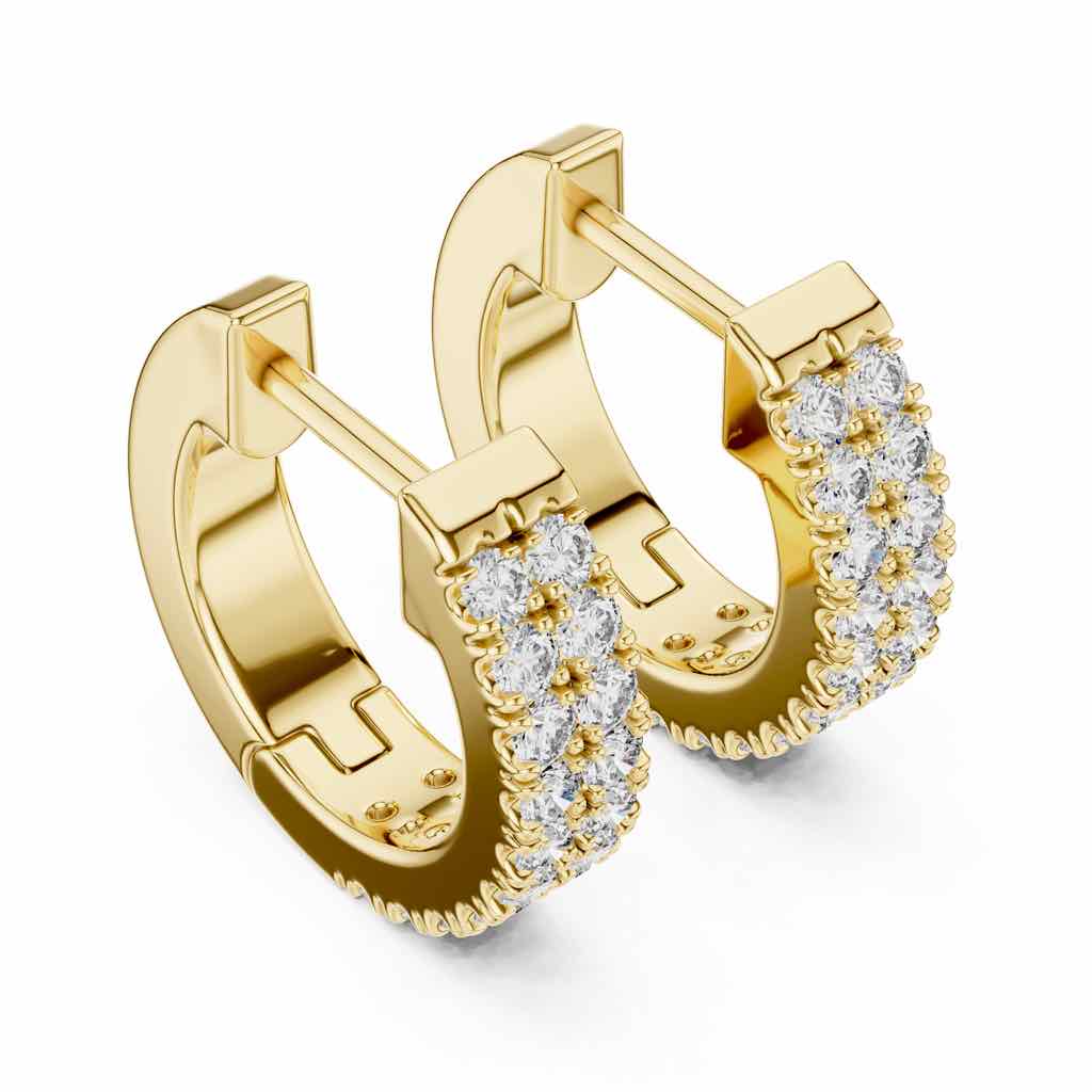 Triple-Row Diamond Huggie Hoops with Lab-Grown Diamonds