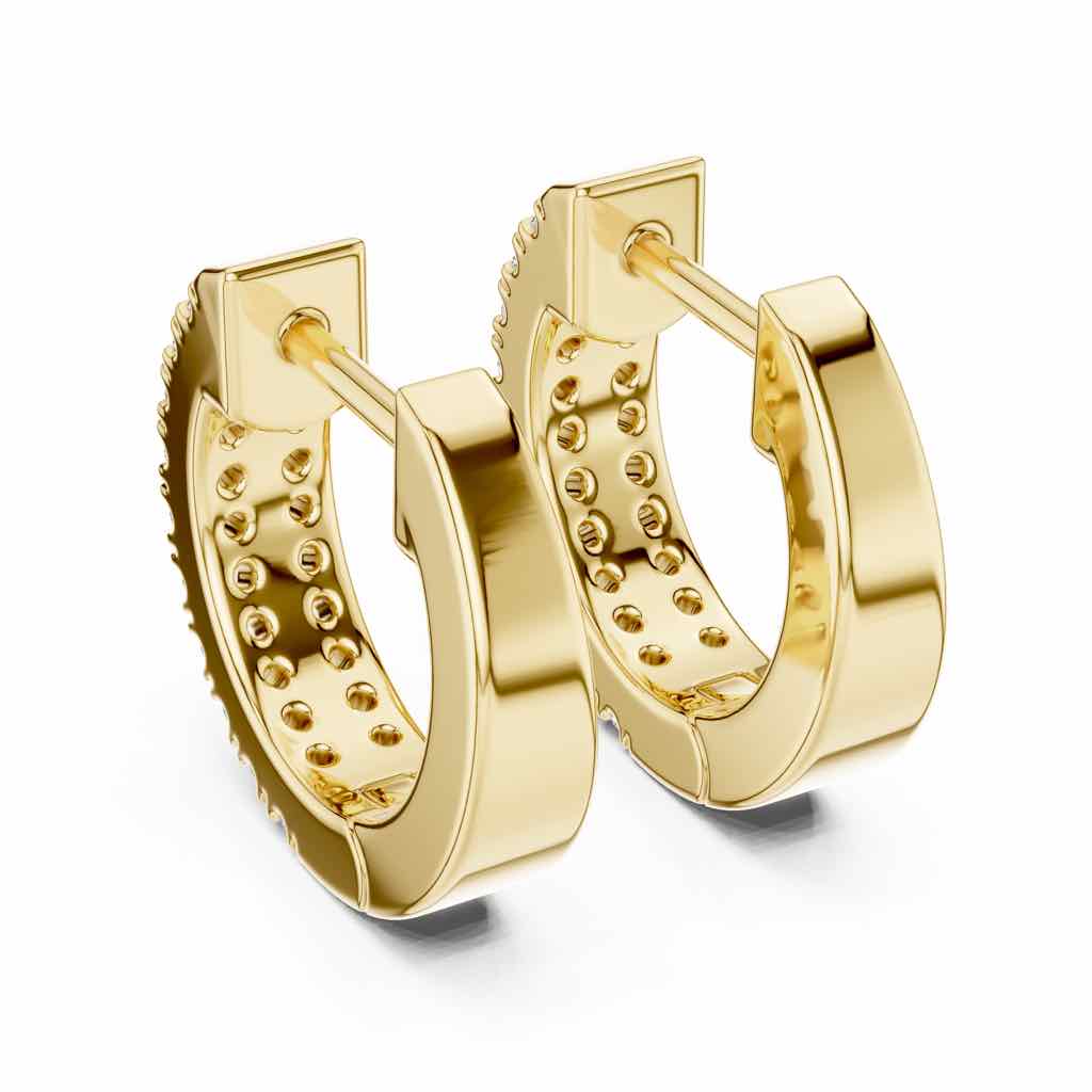 Triple-Row Diamond Huggie Hoops with Lab-Grown Diamonds