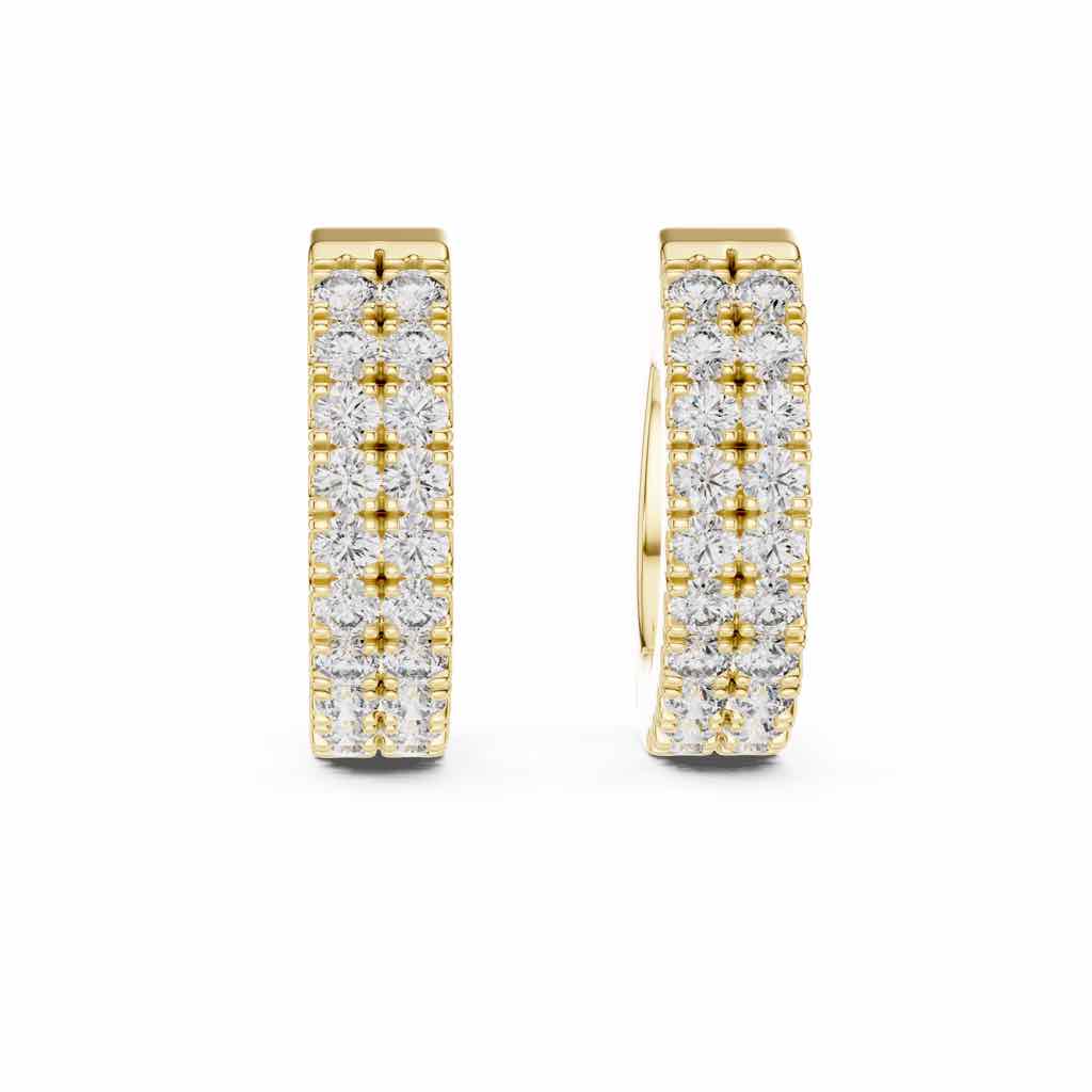 Triple-Row Diamond Huggie Hoops with Lab-Grown Diamonds