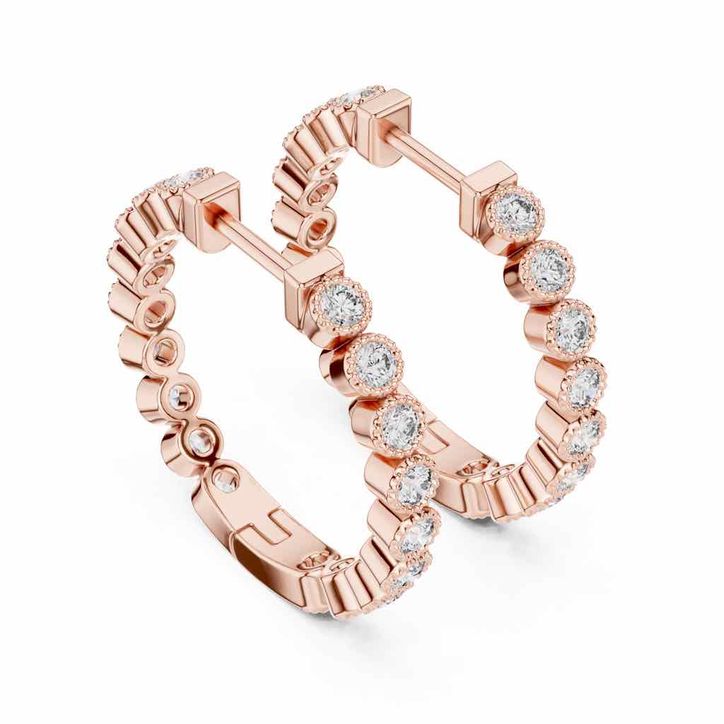 Bezel-Set Diamond Hoop Earrings with Lab-Grown Diamonds