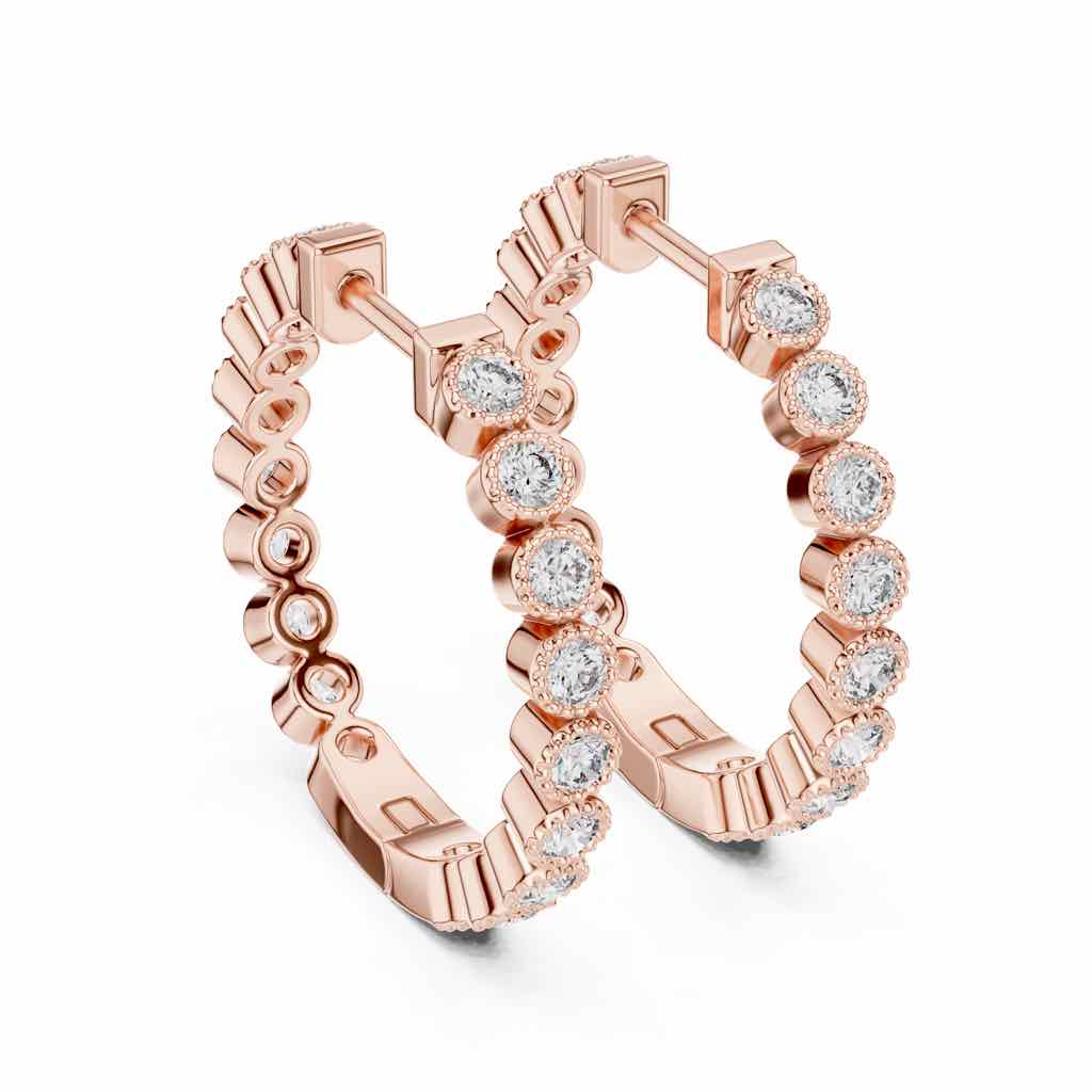 Bezel-Set Diamond Hoop Earrings with Lab-Grown Diamonds
