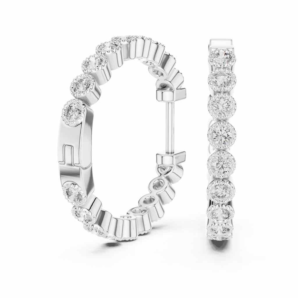 Bezel-Set Diamond Hoop Earrings with Lab-Grown Diamonds