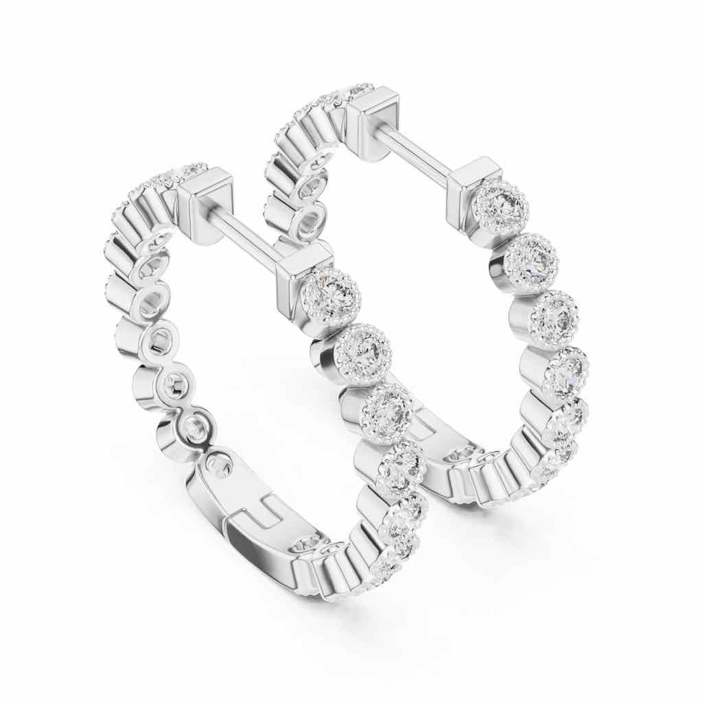 Bezel-Set Diamond Hoop Earrings with Lab-Grown Diamonds
