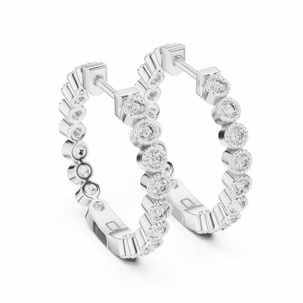 Bezel-Set Diamond Hoop Earrings with Lab-Grown Diamonds