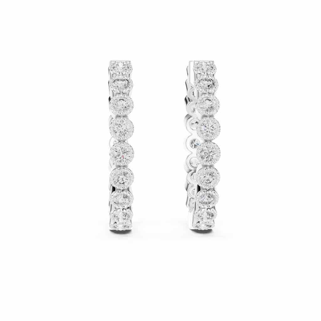 Bezel-Set Diamond Hoop Earrings with Lab-Grown Diamonds