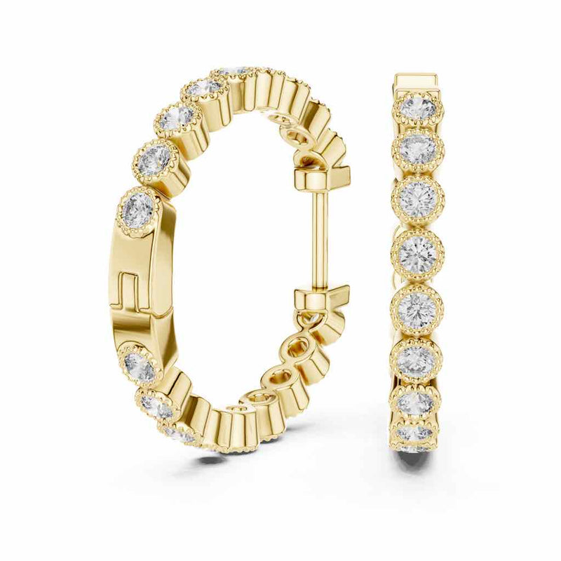 Bezel-Set Diamond Hoop Earrings with Lab-Grown Diamonds