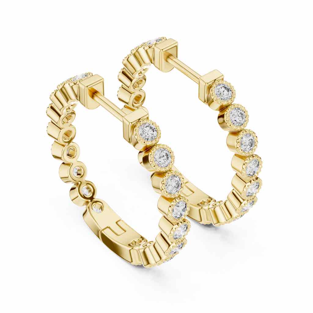 Bezel-Set Diamond Hoop Earrings with Lab-Grown Diamonds