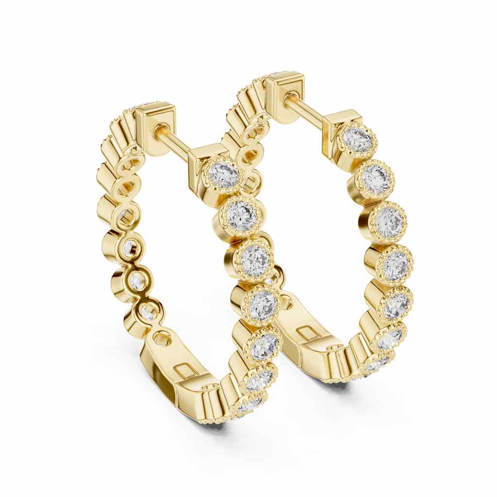 Bezel-Set Diamond Hoop Earrings with Lab-Grown Diamonds