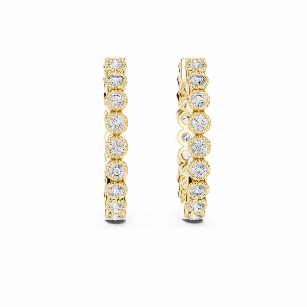 Bezel-Set Diamond Hoop Earrings with Lab-Grown Diamonds