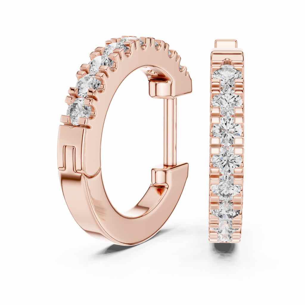 Double-Row Diamond Huggie Hoops with Lab-Grown Diamonds