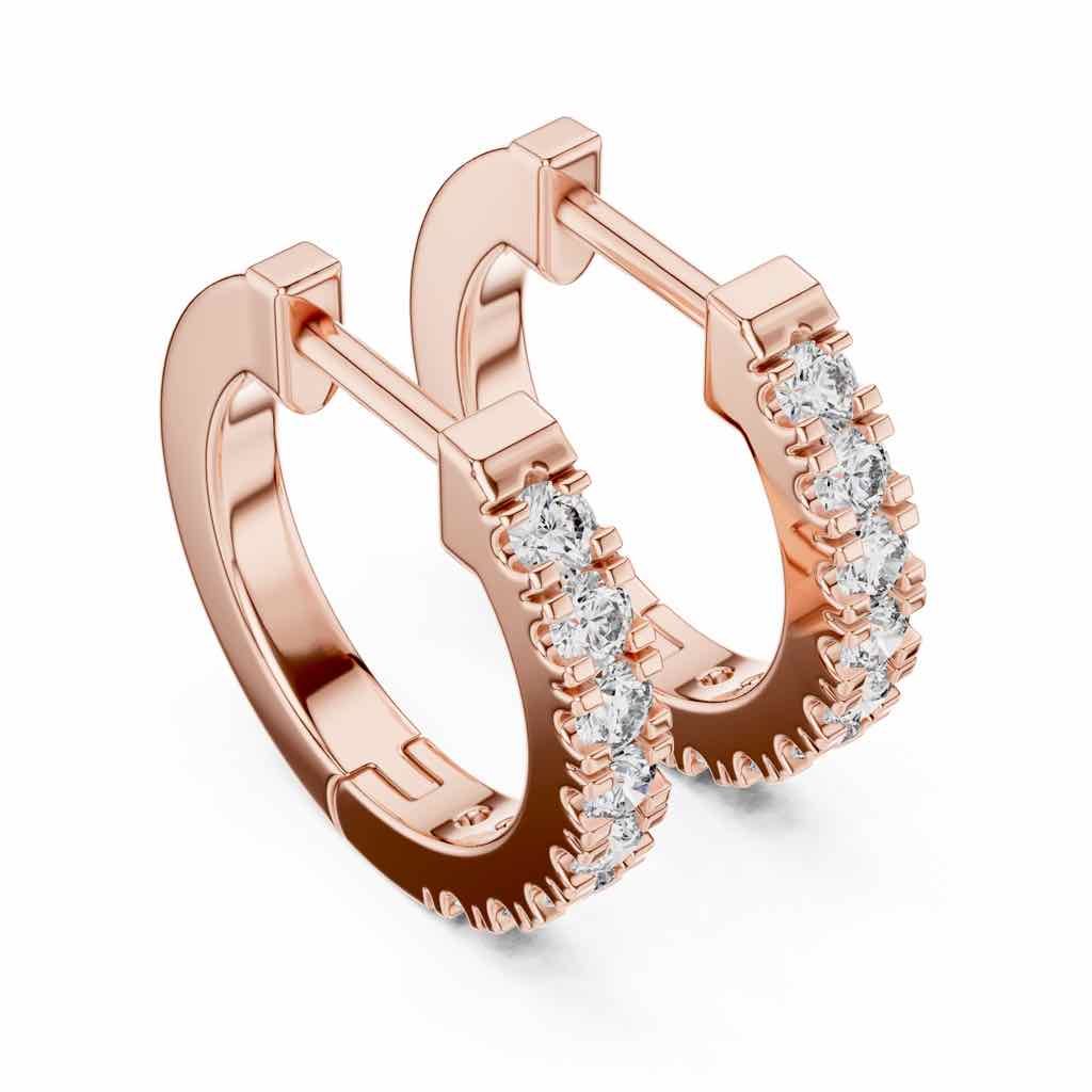 Double-Row Diamond Huggie Hoops with Lab-Grown Diamonds